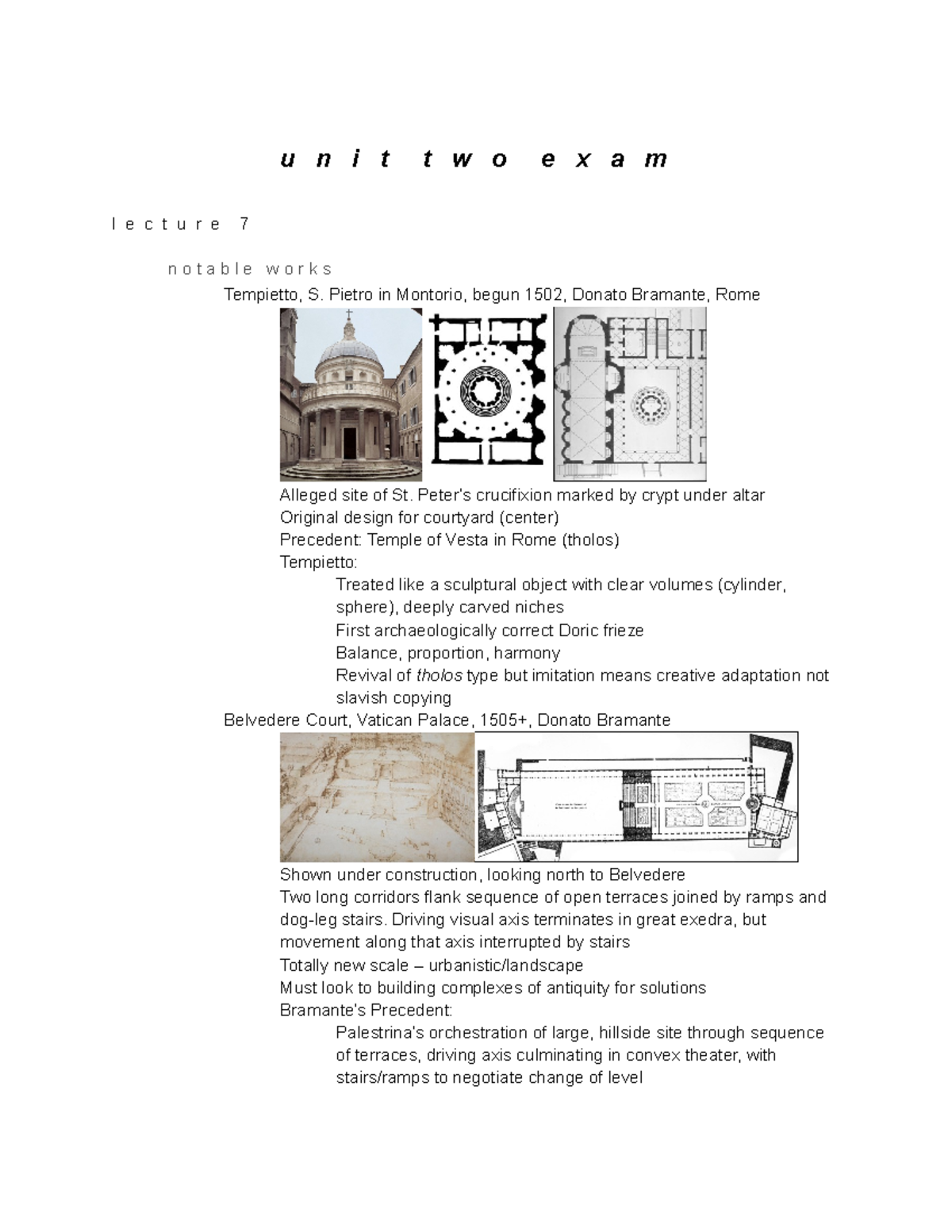 ARC 212 Unit 2 Final Exam Study Guide: Key Works and Concepts - Studocu