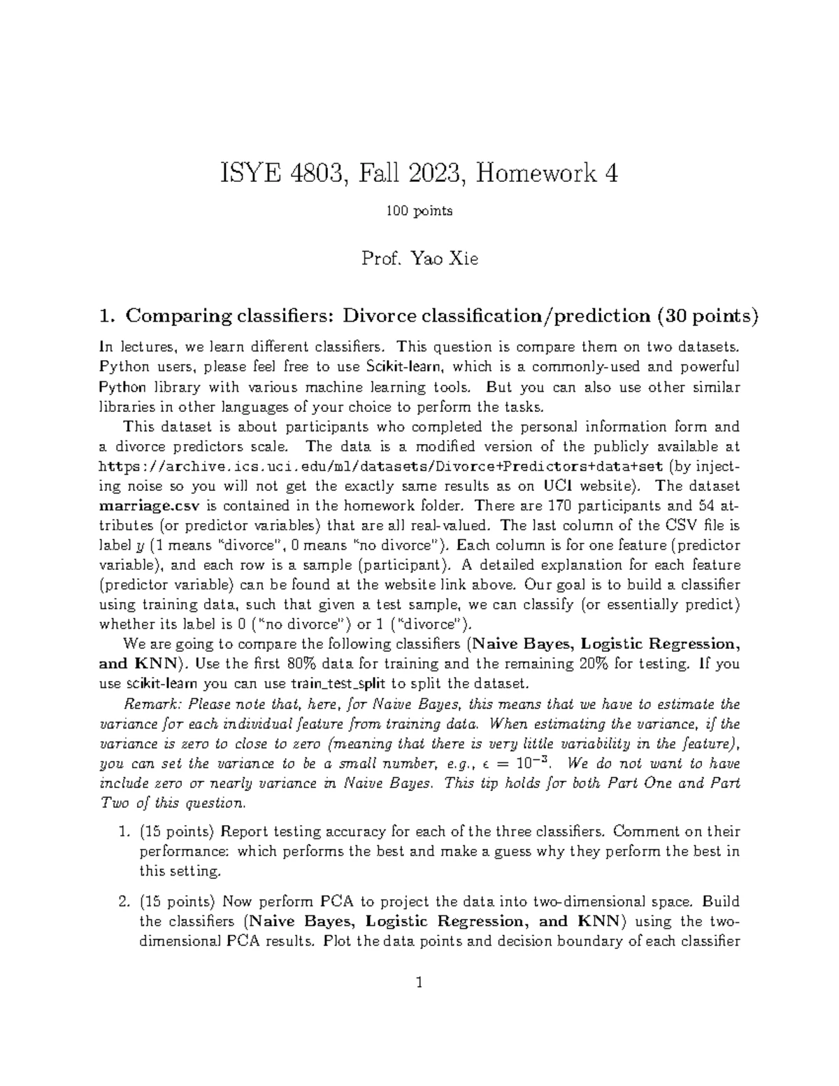 ISYE 6740 Fall 2023 - Homework 1: K-Means Clustering Analysis - Studocu