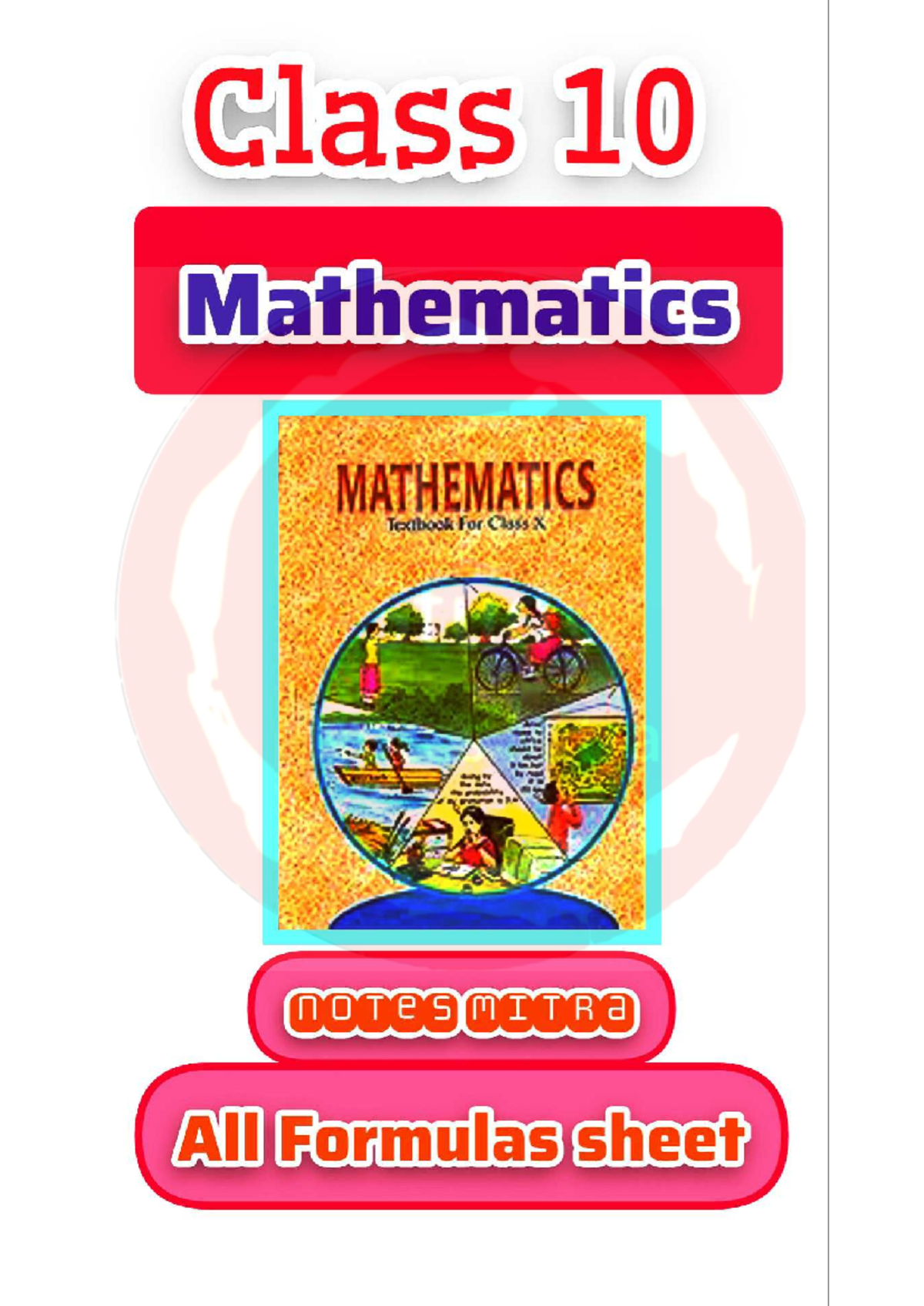 Class 10 Mathematics Formula Sheet: Key Concepts and Theorems - Studocu
