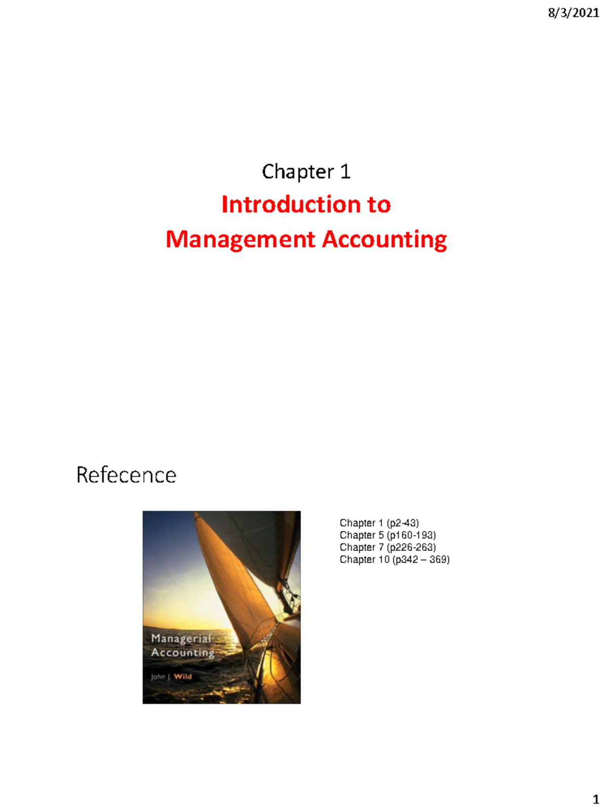 LPH 101: Chapter 1 - Introduction to Management Accounting Concepts ...