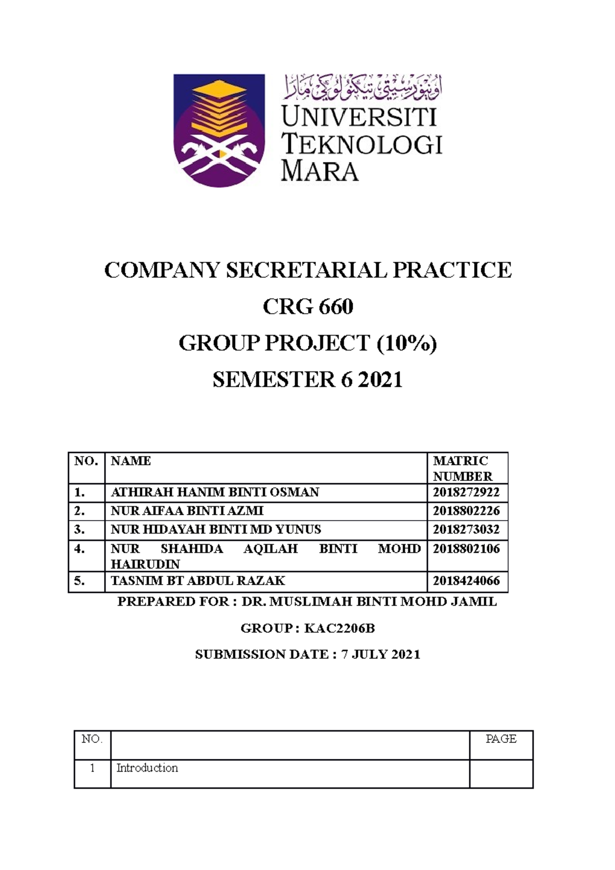 CRG660 - Group Project: Company Secretarial Practice Analysis - Studocu