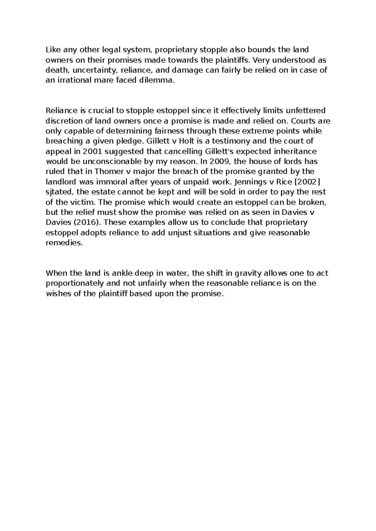 Proprietary Estoppel: Key Cases and Principles in Land Law (LAW 101 ...