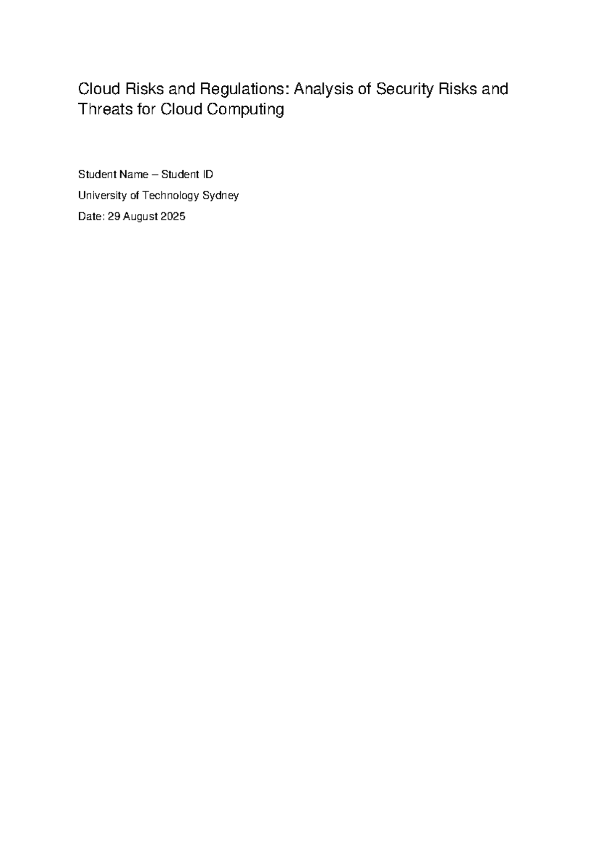 Cloud Risks and Regulations Report: AWS Security Analysis and ...