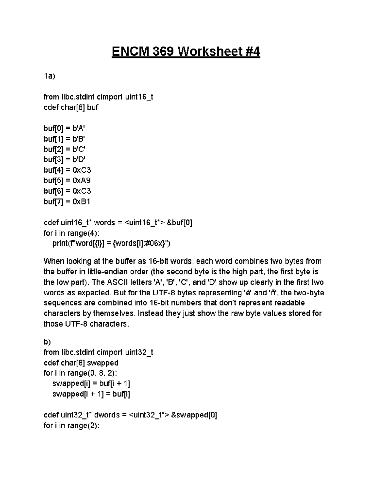 ENCM 369 Worksheet 4: Memory Management and Data Transfer Techniques ...