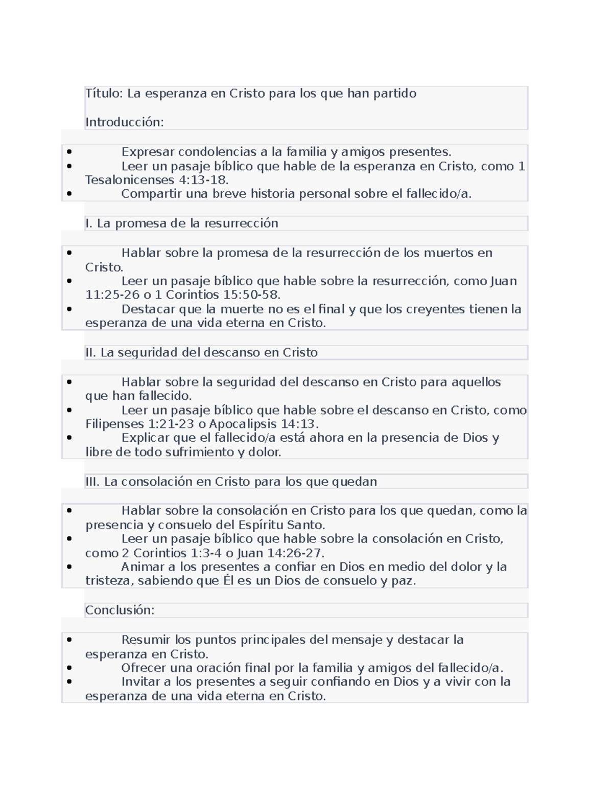Funeral - Título: La esperanza en Cristo para los que han partido  Introducción:  Expresar - Studocu