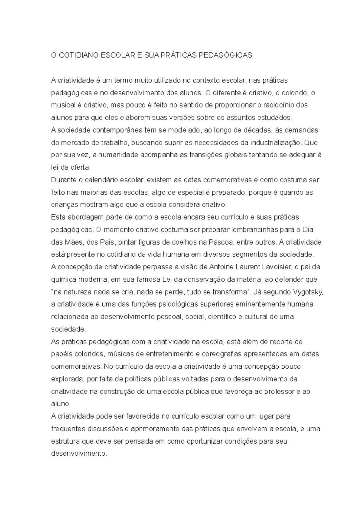 O Cotidiano Escolar E SUA Práticas Pedagógicas - O COTIDIANO ESCOLAR E ...