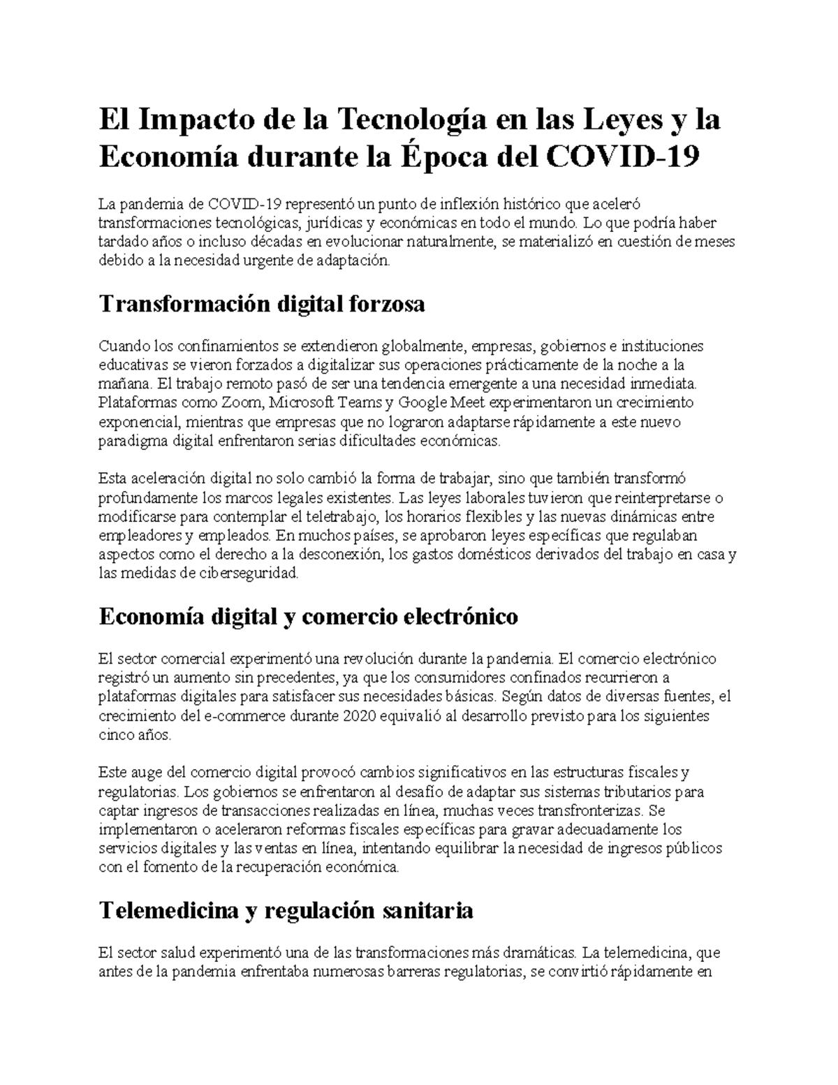 El impacto de la tecnología en leyes y economía durante la pandemia de ...