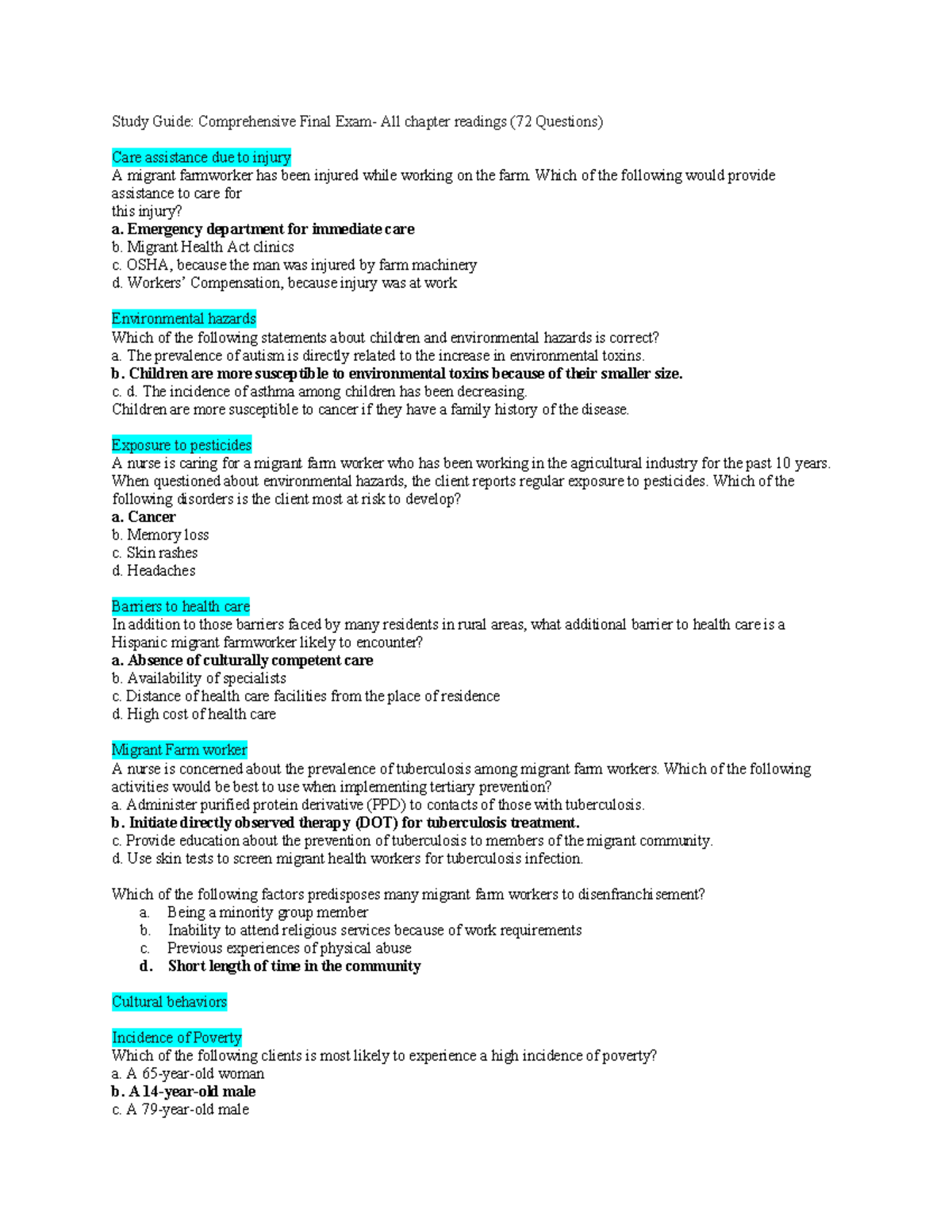 CH Final Study Guide: Comprehensive Review of Key Concepts and ...