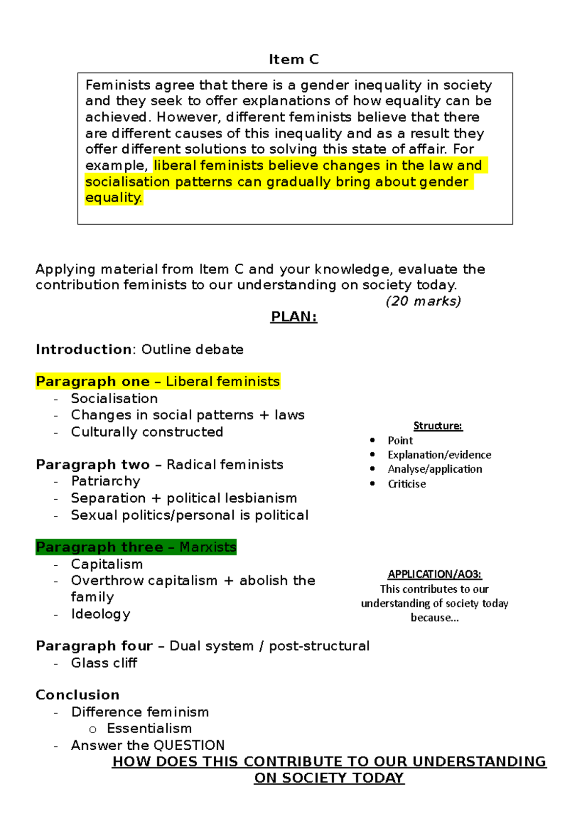 Feminism's Impact on Understanding Society Today: A 20-Mark Evaluation ...
