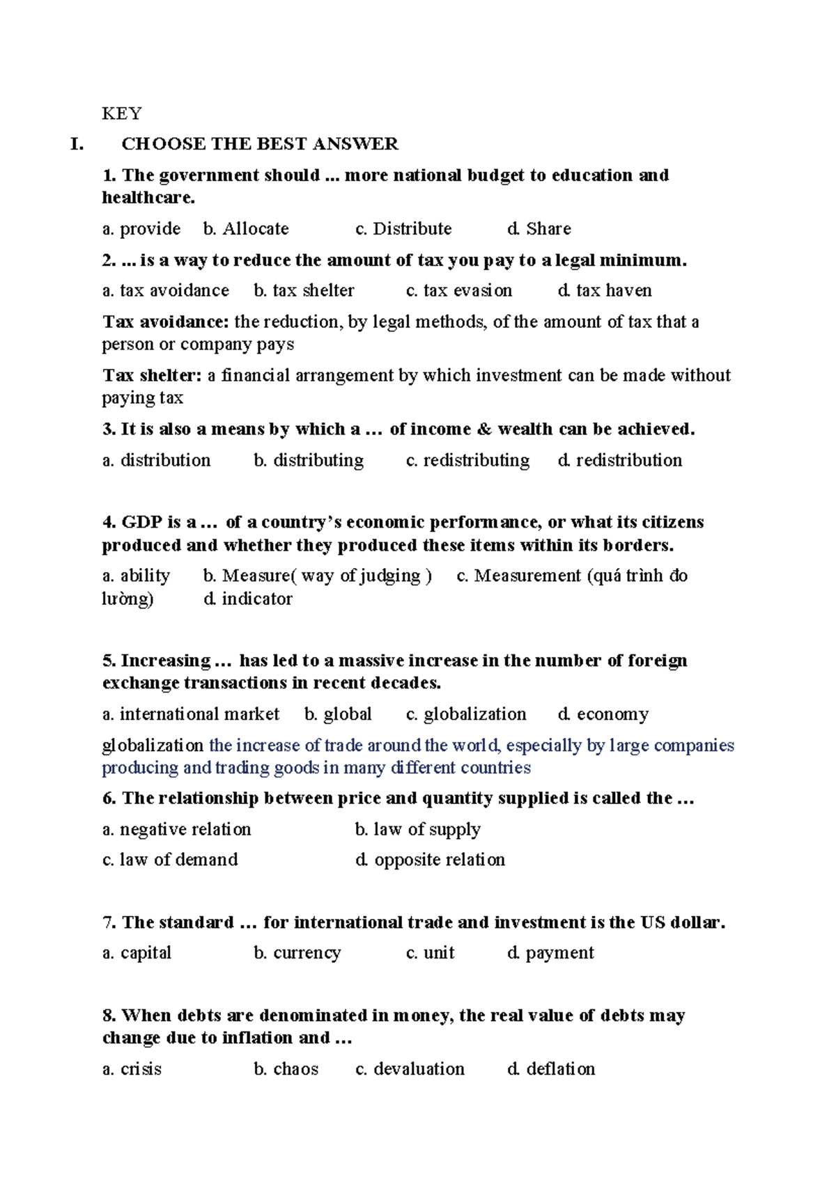 ECO 101: Key Concepts and Questions for Final Exam Preparation - Studocu