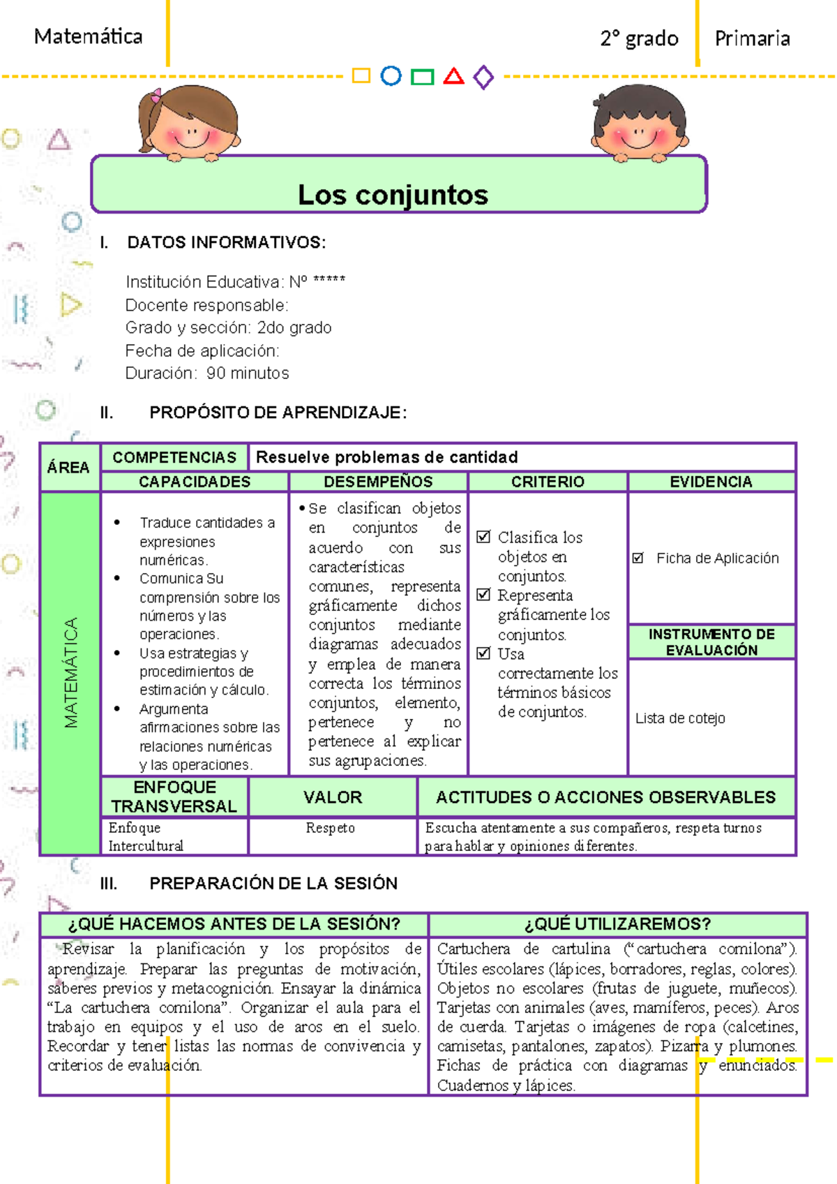 Sesión de Matemática 2º Grado Primaria: Introducción a los Conjuntos ...