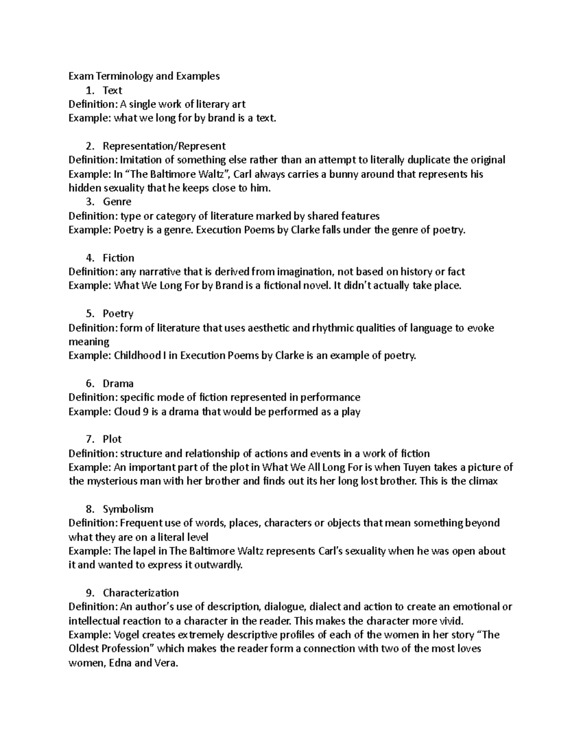 ENG 101: Exam Terminology and Literary Concepts Explained - Studocu