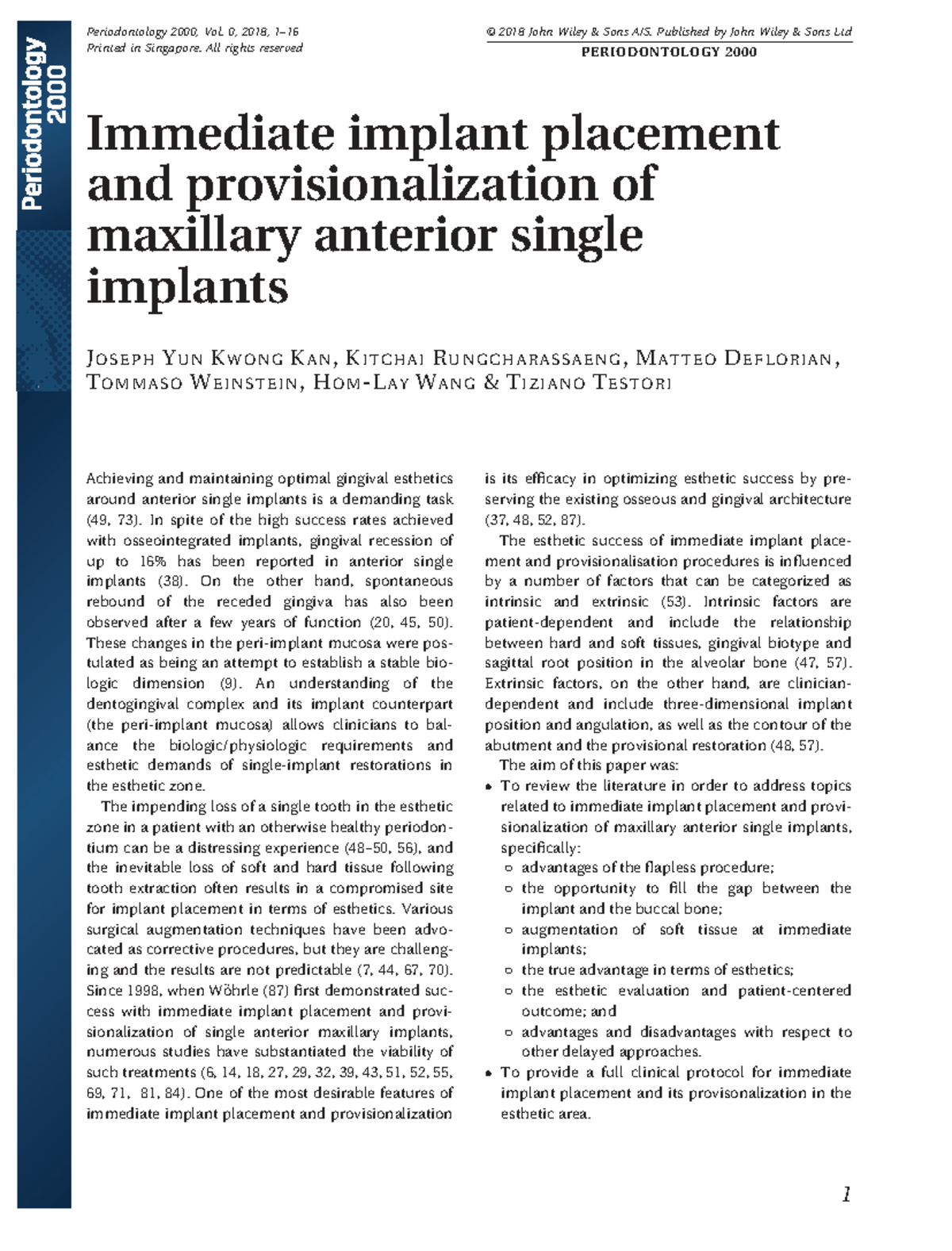 Immediate Implant Placement and Provisionalization in Maxillary ...