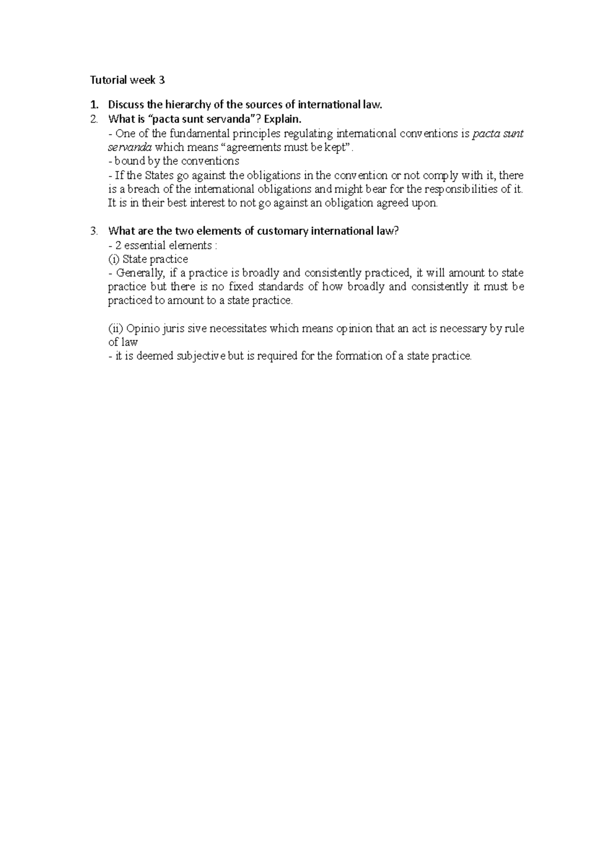 International Law Principles - Tutorial Week 3 Insights - Studocu