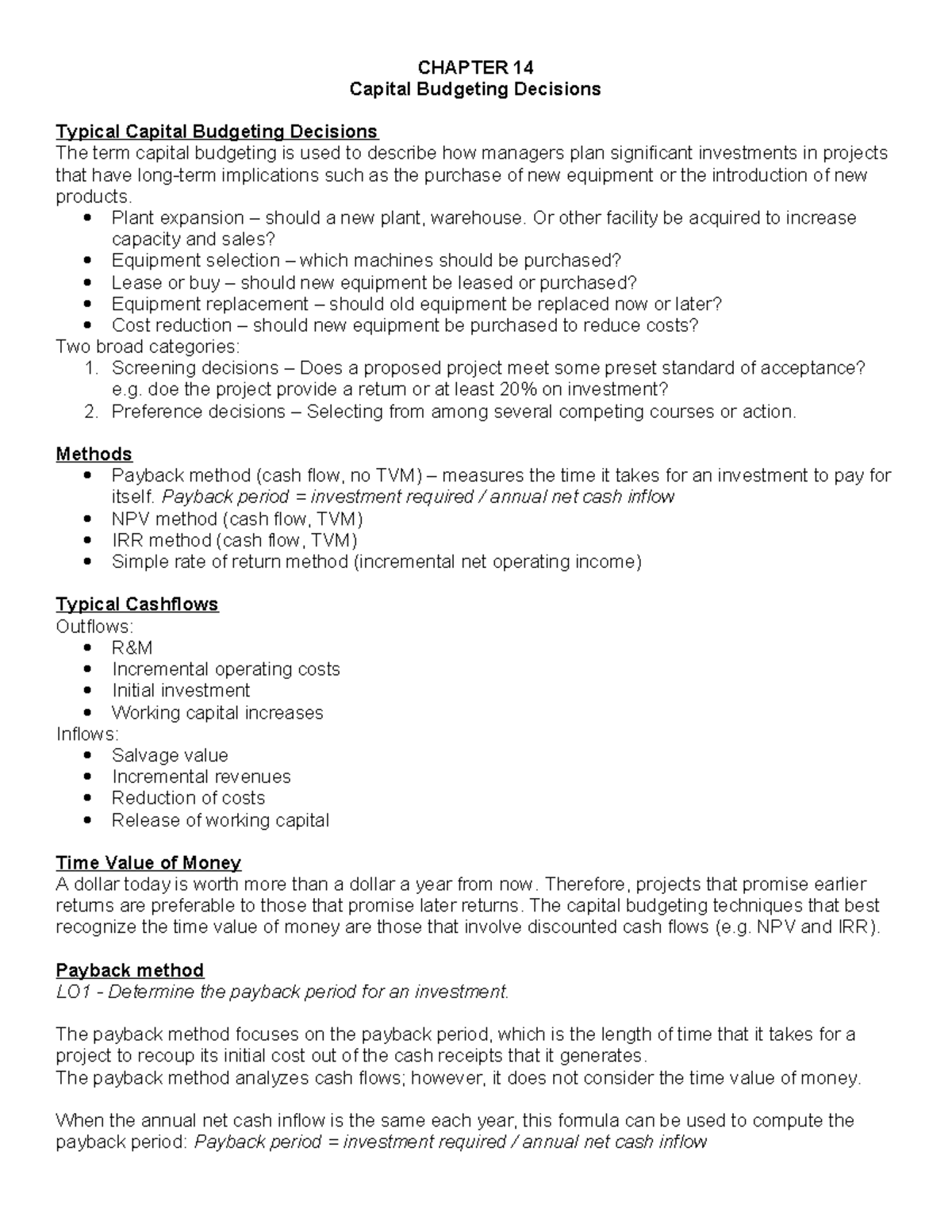 Capital Budgeting Analysis: Key NPV & IRR Insights (FIN123) - Studocu