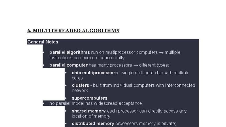 Unit 444444 - PDY: General Notes on Multithreaded Algorithms - Studocu