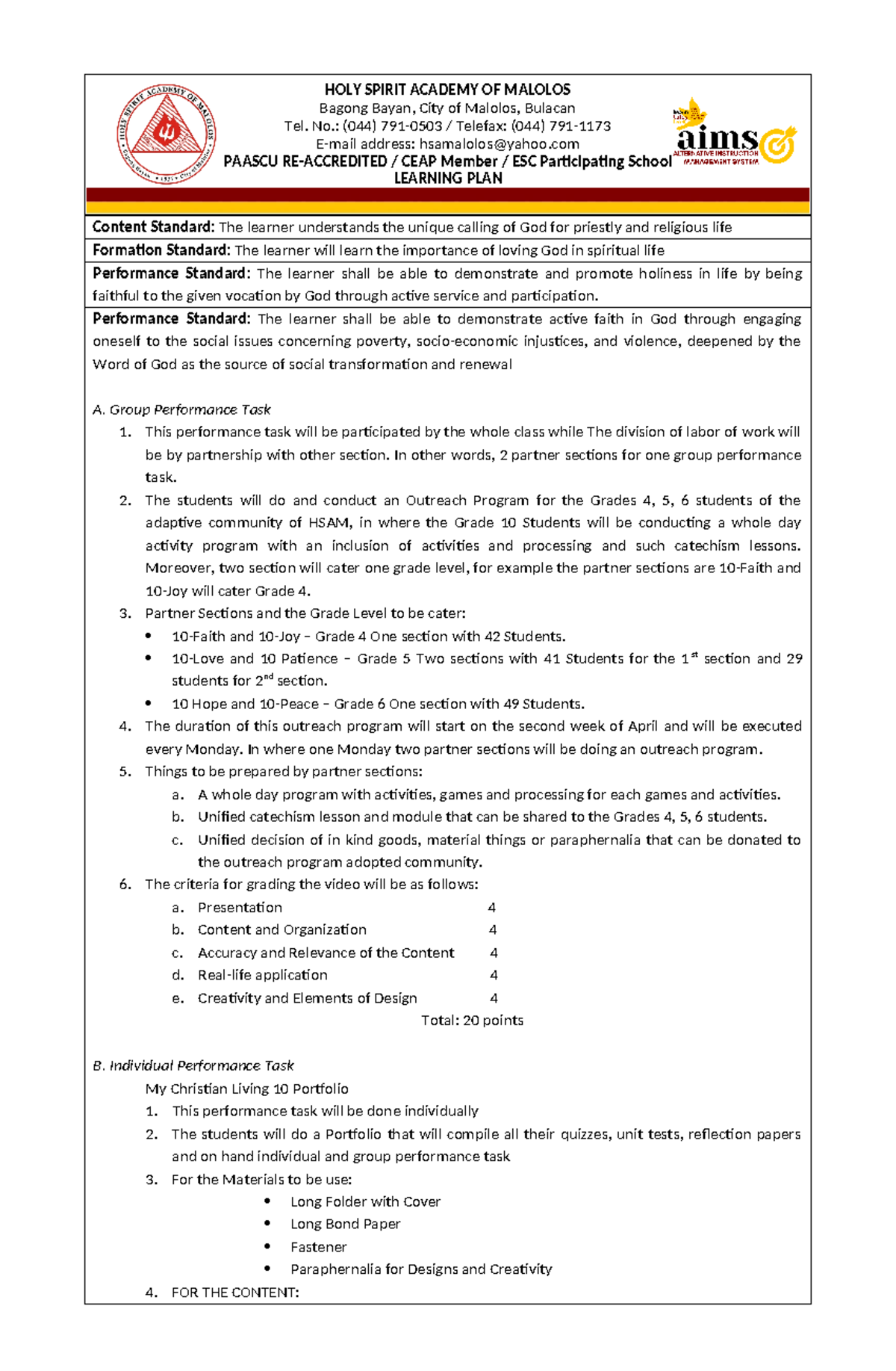 CL 10 Fourth Quarter Group & Individual Peta Overview and Guidelines ...