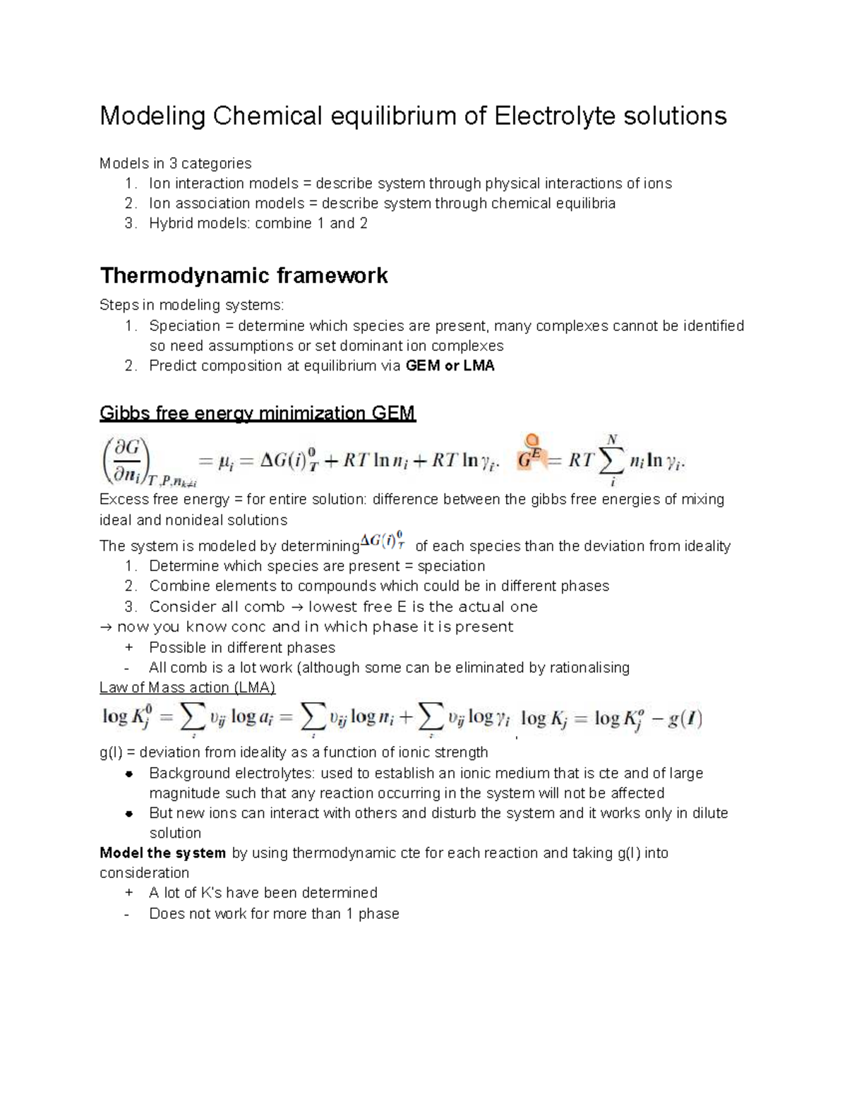 Modeling Chemical Equilibrium in Electrolyte Solutions - Anorganic ...