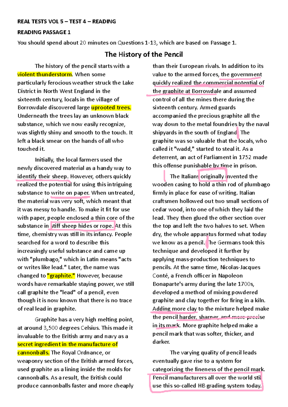Vol 5 Test 4 Reading Passage Analysis and Questions - Studocu