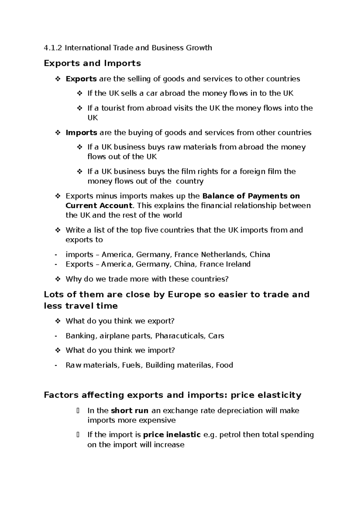 4.1.2 International Trade: Impact on Business Growth and Economy - Studocu