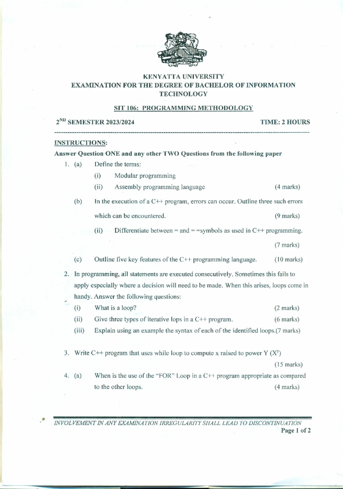 SIT 310: Final exam notes on fundamental of programming - Studocu