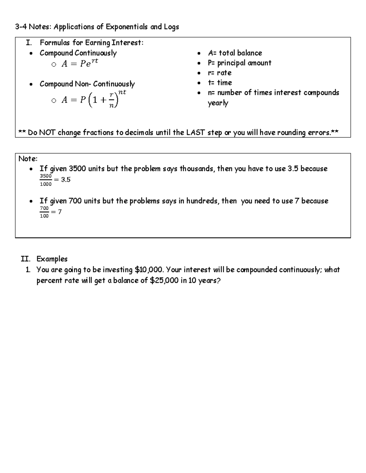 3-4+Applications+of+Exponentials+and+Logarithms+Packet - 3-4 Notes ...