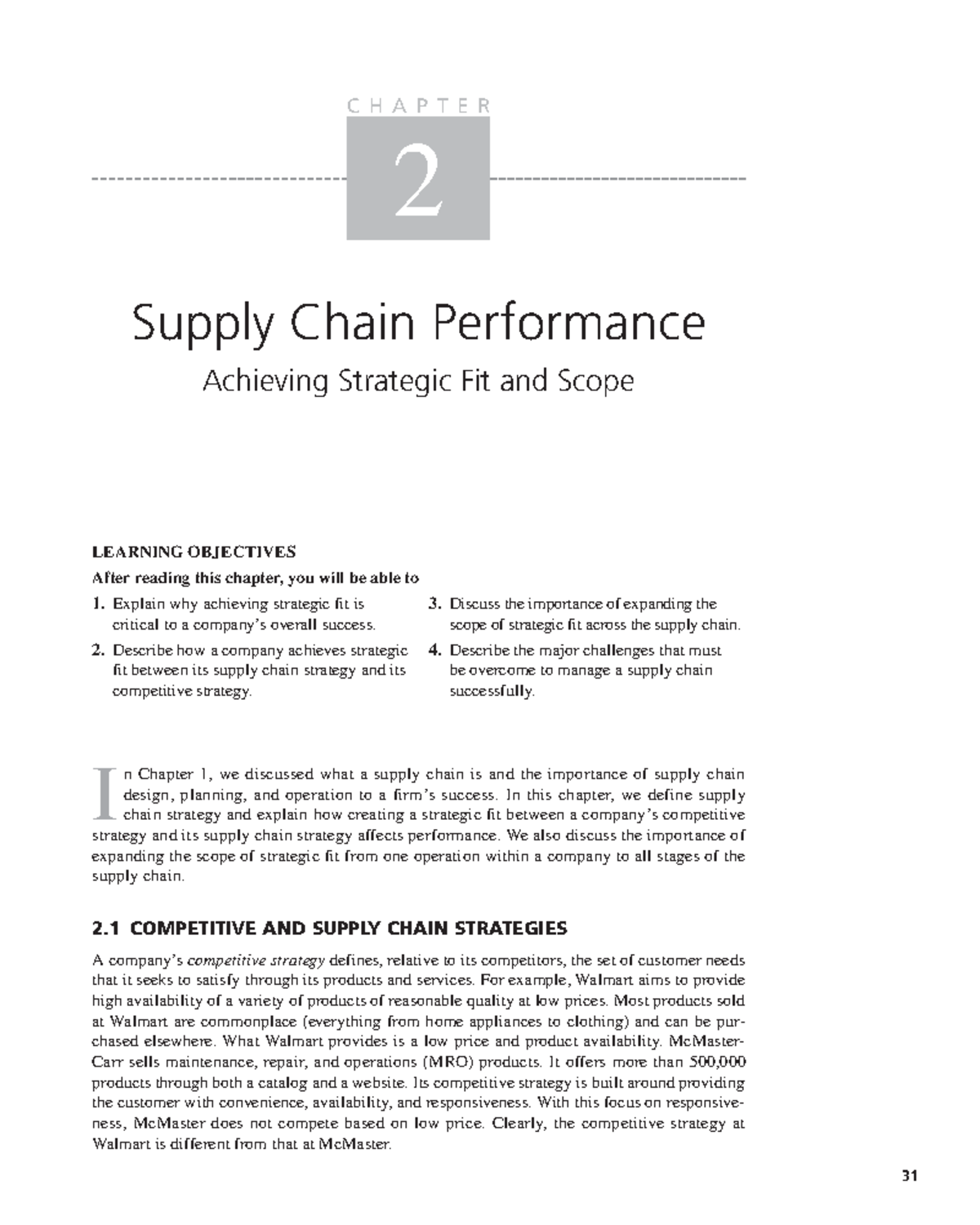 Chapter 2: Strategic Fit in Supply Chain Management (SCM101) - Studocu