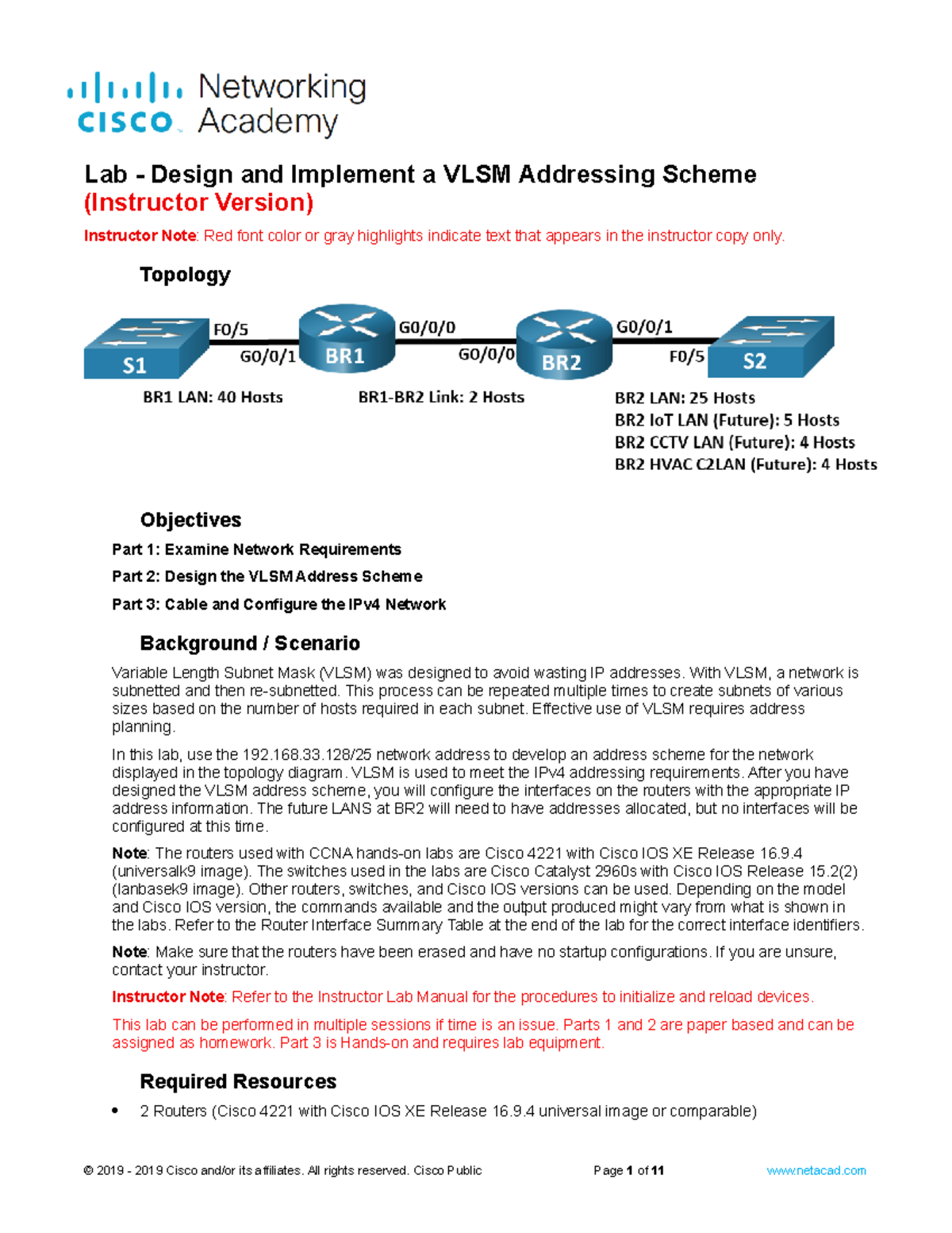 Week 2 Lab.2 - Design and Implement a VLSM Addressing Scheme - ILM ...
