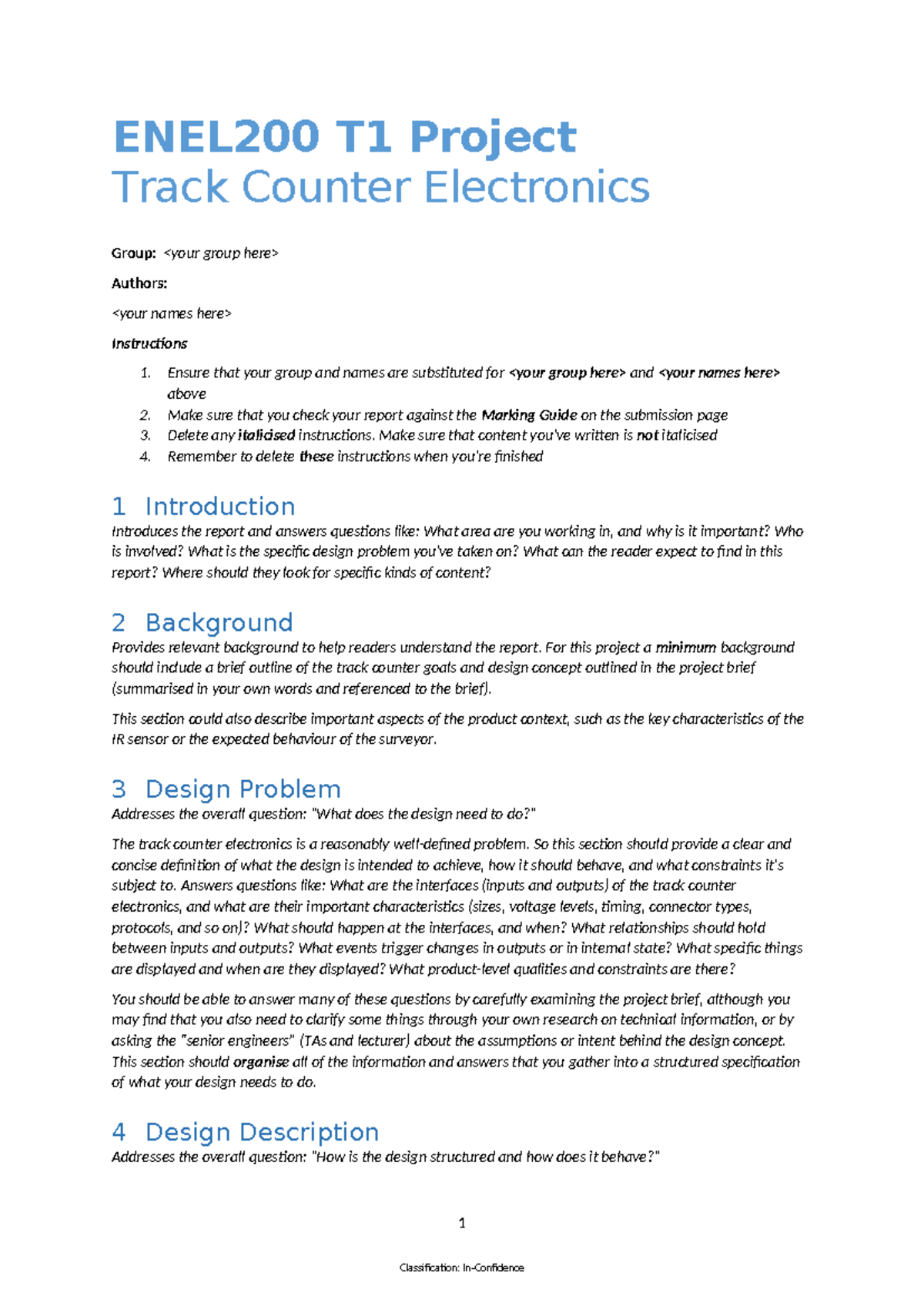 ENEL200-T1 Track Counter Electronics Project Report Template - Studocu