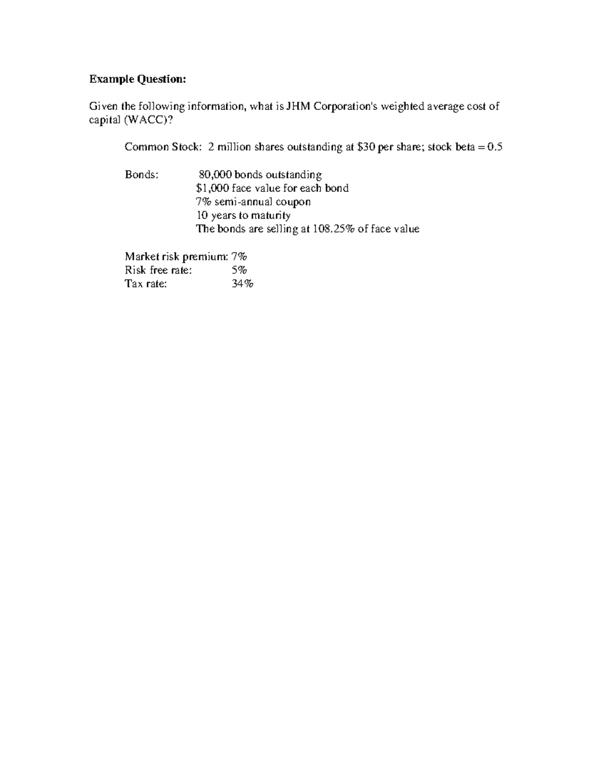 WACC Calculation Practice Problems - WACCEXAMPLE - Studocu