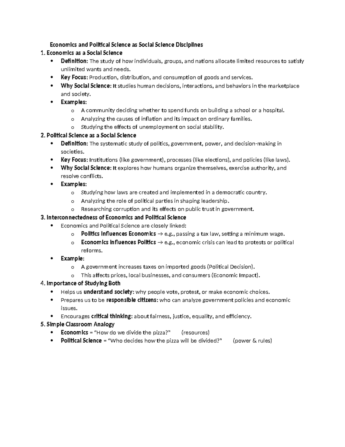 📘 Economics and Political Science: Interconnected Social Sciences - Studocu