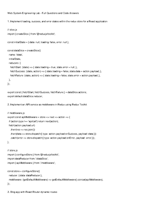 WSE Lab Cheat Sheet: Key Code Snippets for Web System Engineering - Studocu