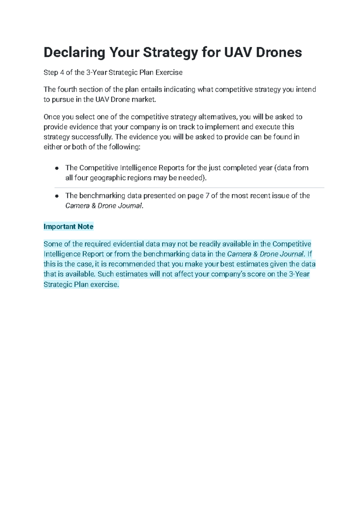 UAV Drones Competitive Strategy Declaration - Strategic Plan Step 4 ...