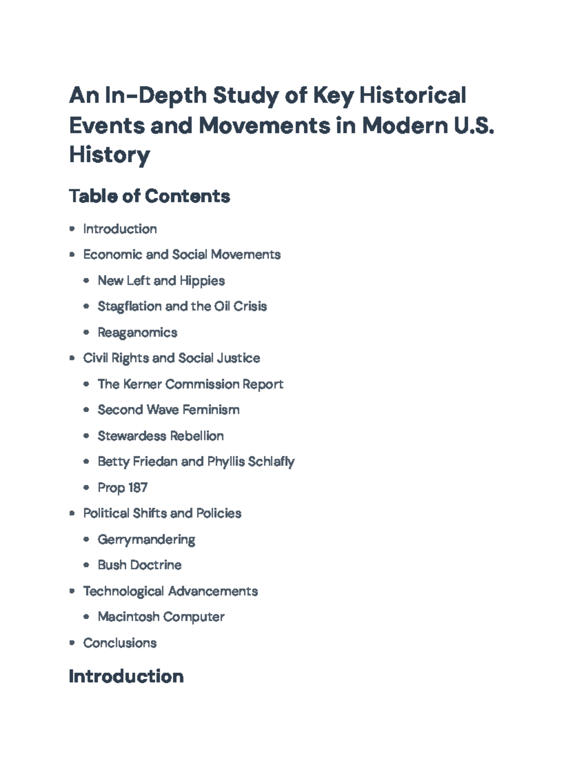 In-Depth Analysis of Modern U.S. History Events and Movements - An In ...