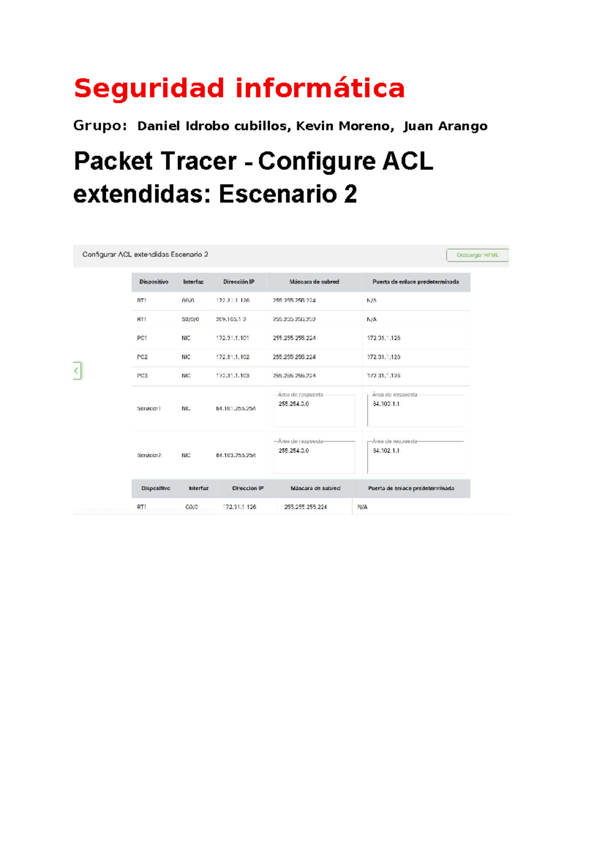 Configuración de ACL Extendidas en Packet Tracer - Document 7 - Studocu