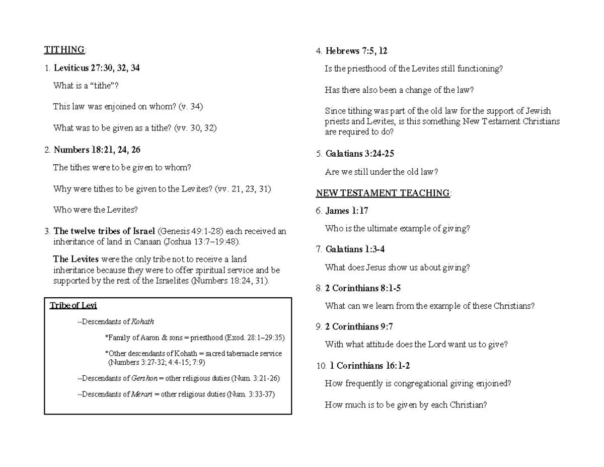 New Testament Teachings on Tithing: Insights from Hebrews & Leviticus ...