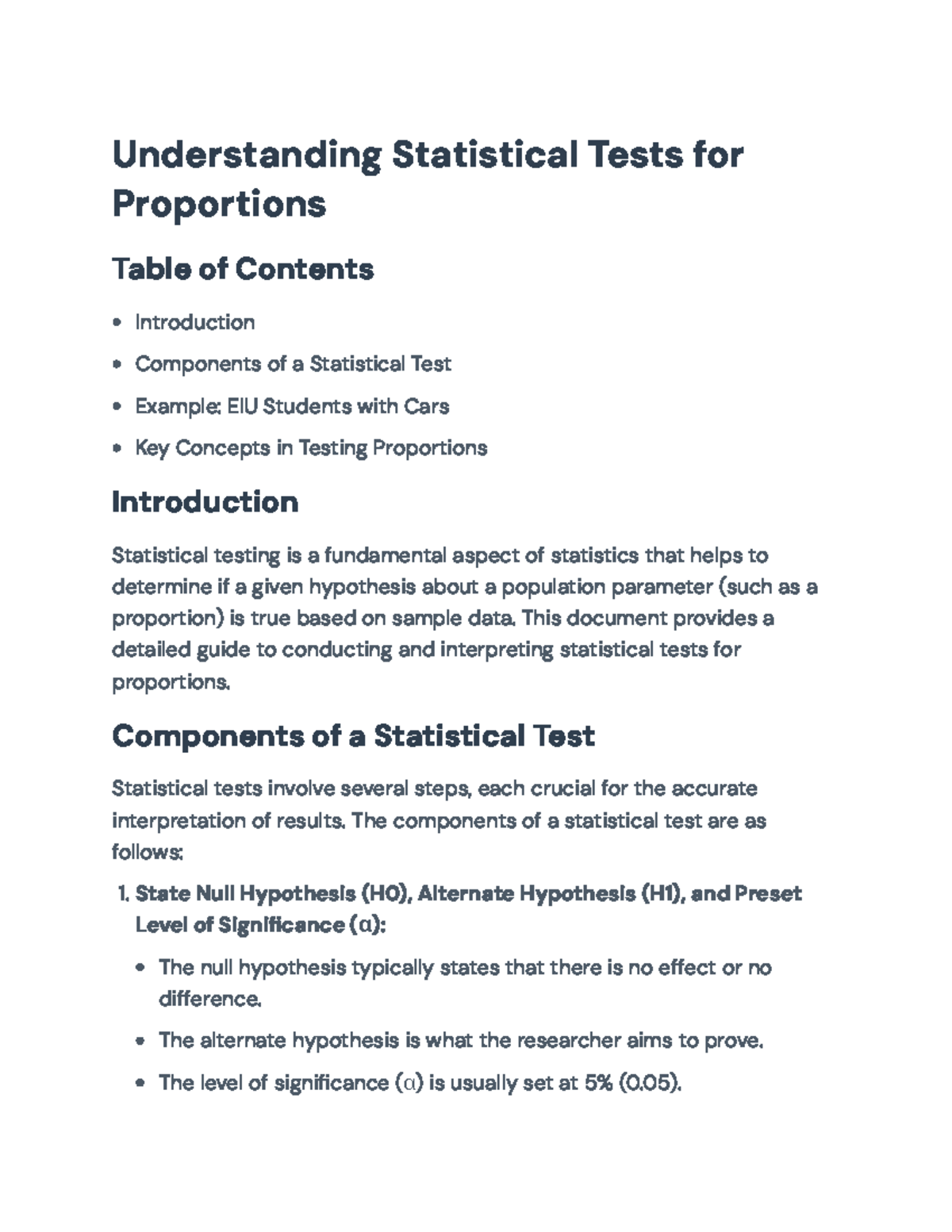Statistical Tests for Proportions: EIU Case Study Analysis ...