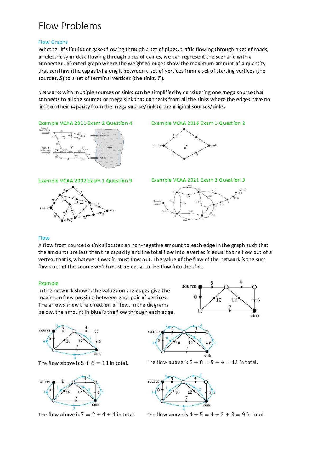 Flow Problems and Max-Flow Min-Cut Theorem (Course Code: VCAA) - Studocu