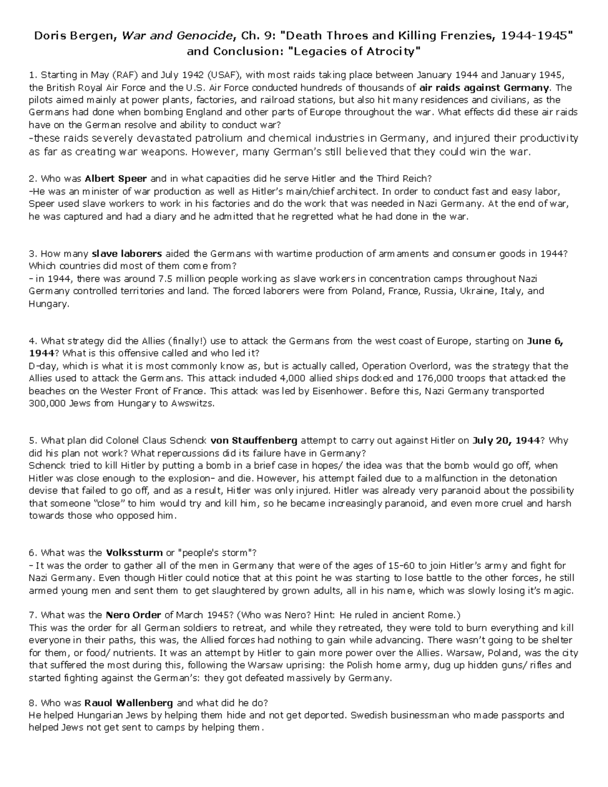 War and Genocide Ch 9: Death Throes, D-Day, and Aftermath Notes - Studocu