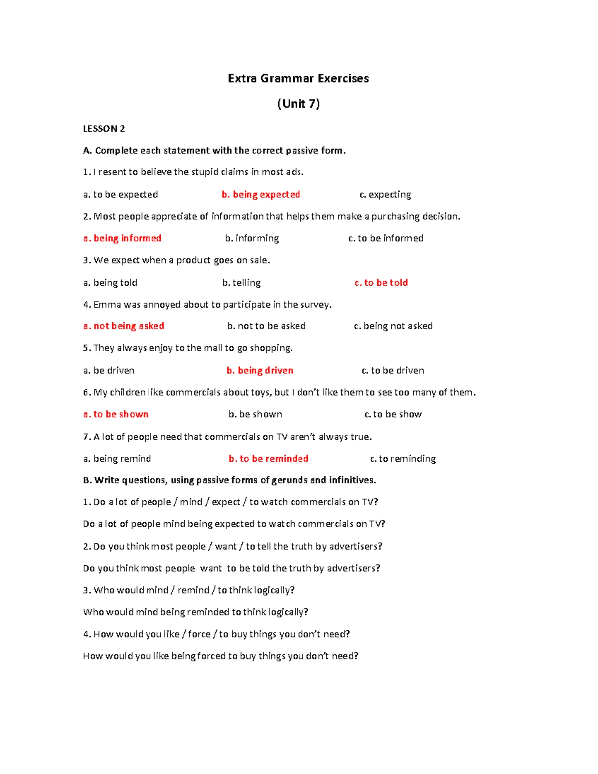 UNIT 10 Extra Grammar Exercises - Top Notch Fundamentals, Third Edition ...