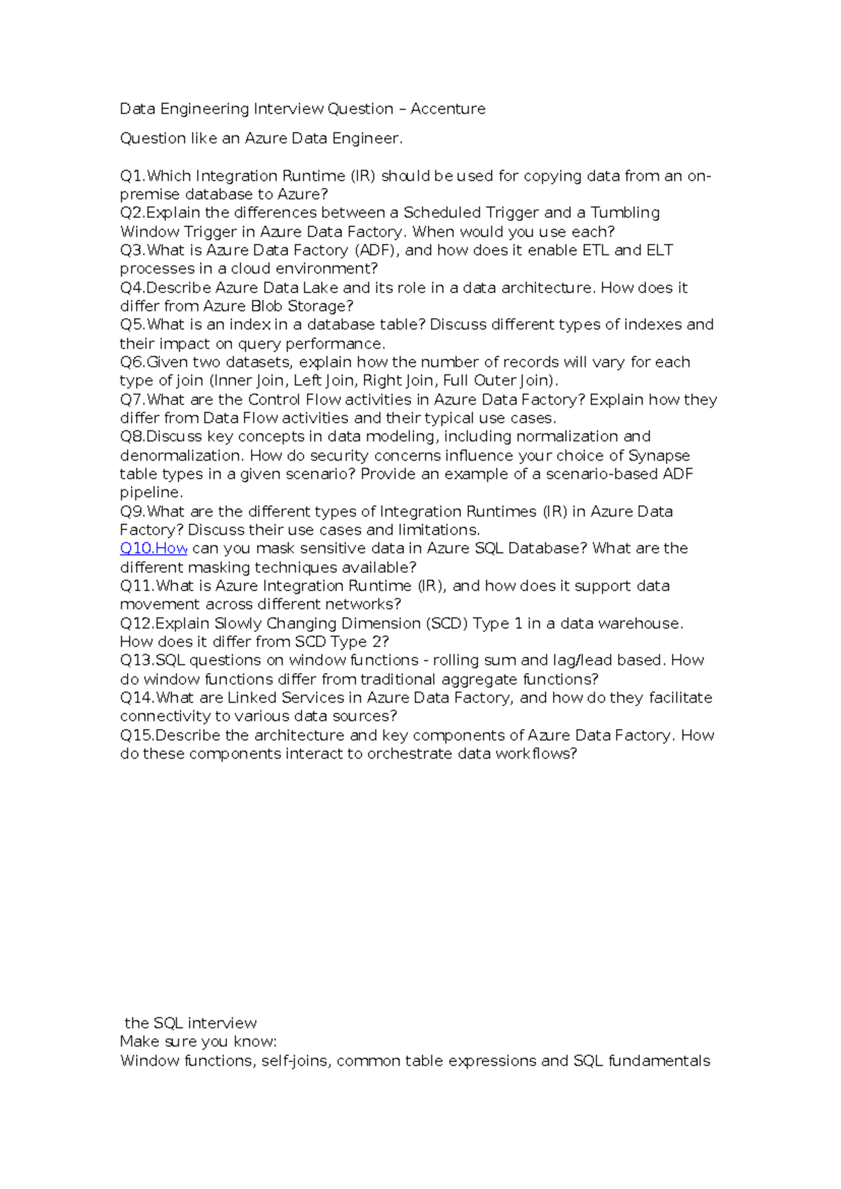 Data Engineering Interview Questions for Azure Data Engineer (Accenture ...