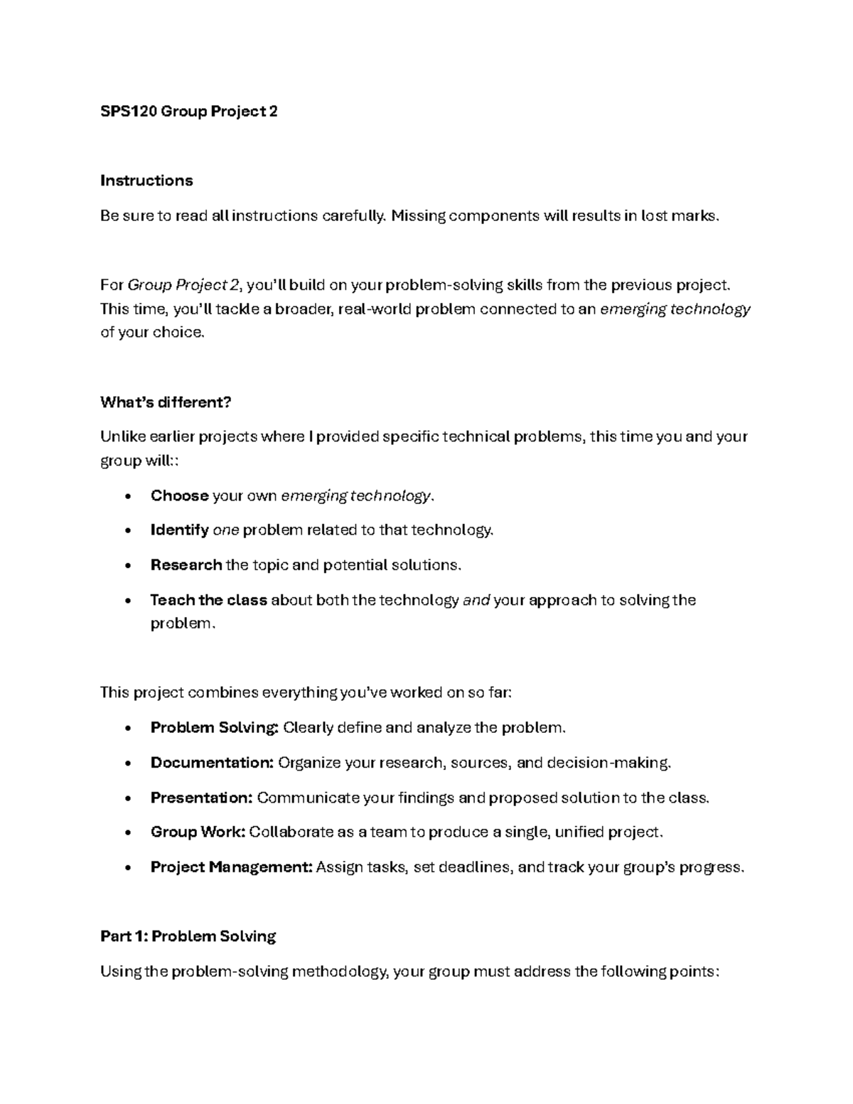 SPS120 Group Project 2: Emerging Technology Analysis & Solutions - Studocu