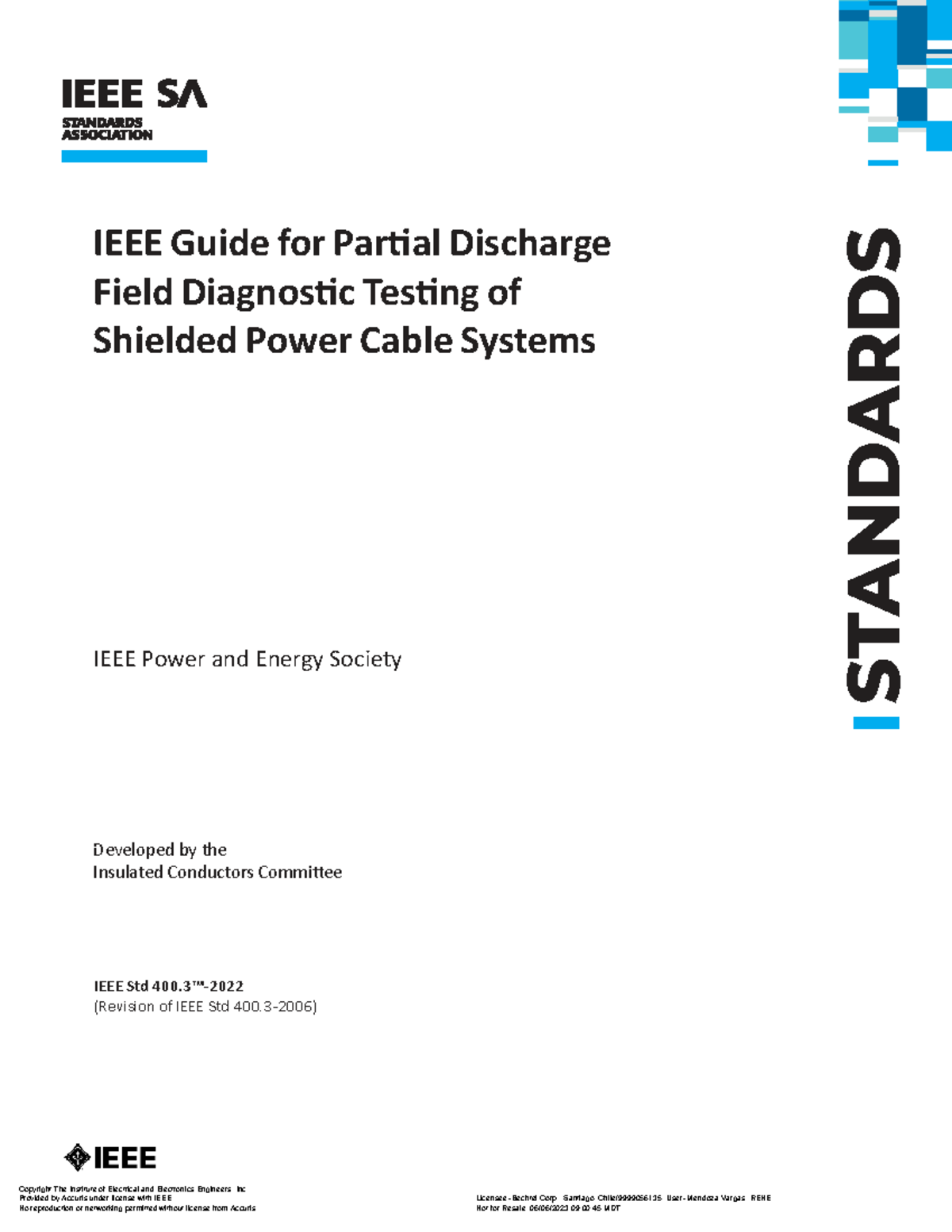 IEEE Std 400.3-2022: Guide for Partial Discharge Testing of Power Cables - Document Preview
