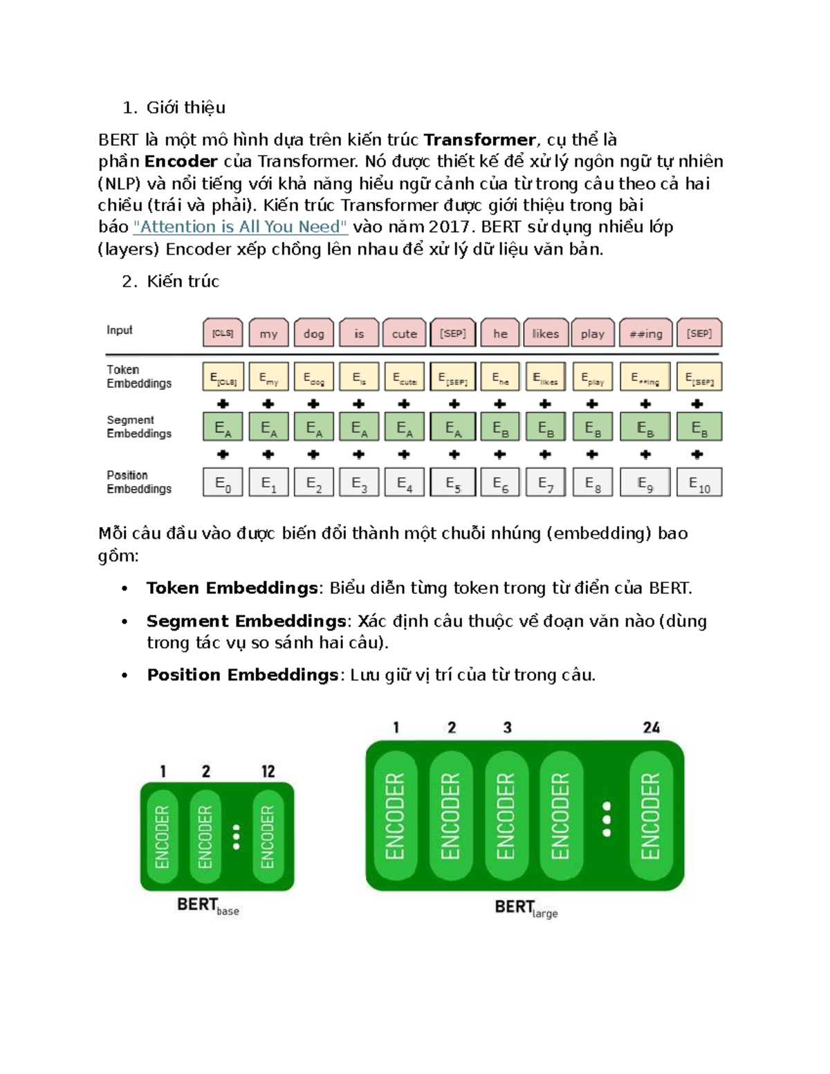 BERT Model Overview and Architecture - Đặc Điểm Chính - Studocu