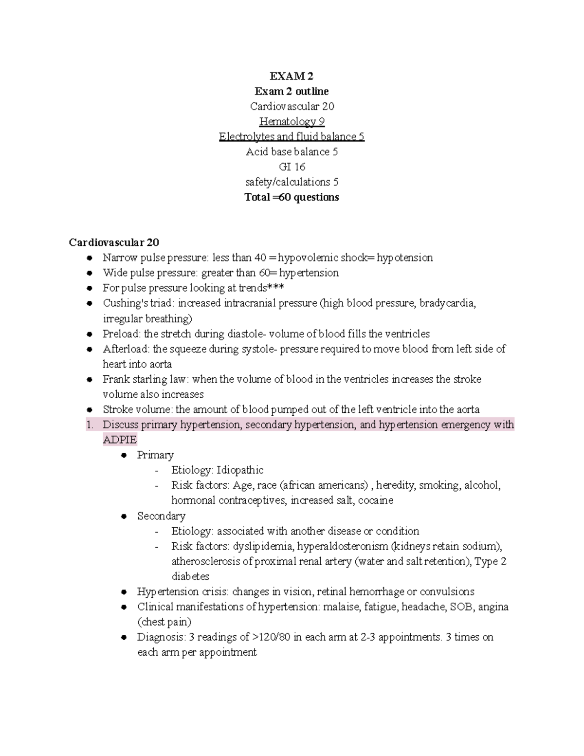 Patho 202 Midterm Exam 2 Objectives and Key Topics Review - Studocu