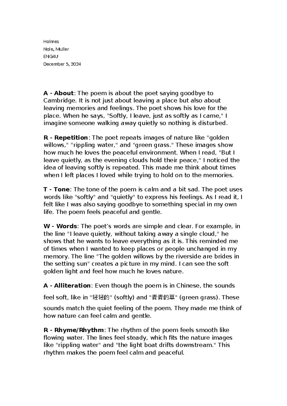 ENG4U Essay Notes: Analyzing 