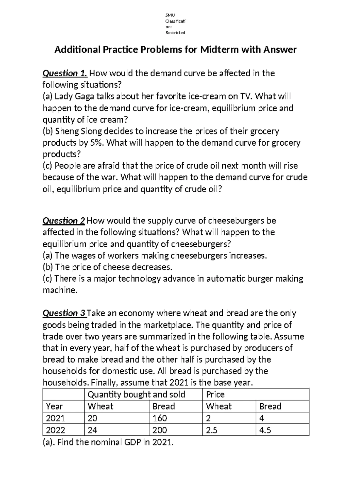 ECONS 101 Final Exam Cheatsheet: Demand, Supply, and GDP Factors - Studocu