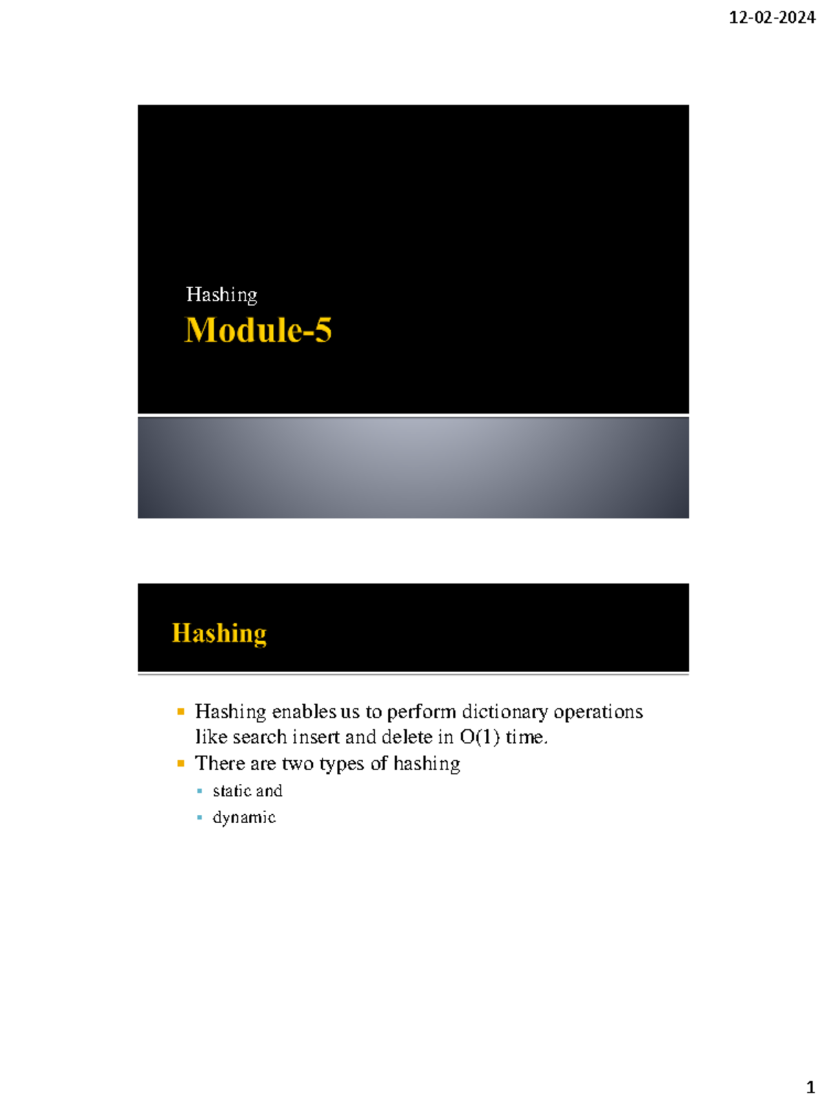 6543751 Module 5 Hashing: Concepts and Techniques - Studocu