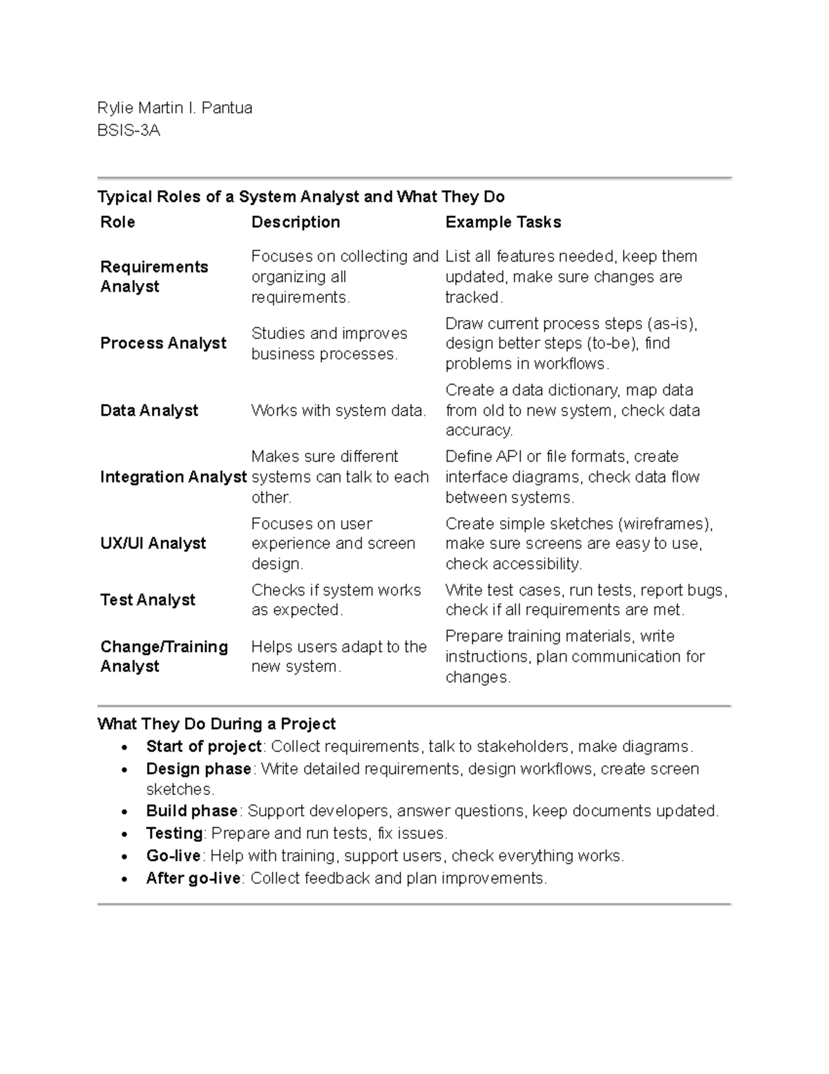 Typical Roles of a System Analyst: Overview and Responsibilities (IS104 ...