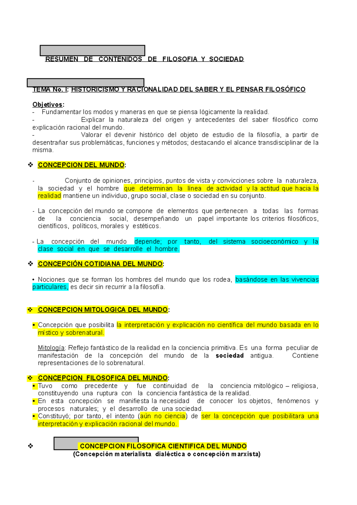 GUIA DE Contenidos Fundamentales: Filosofía y Sociedad (Filosofía) - Document Preview